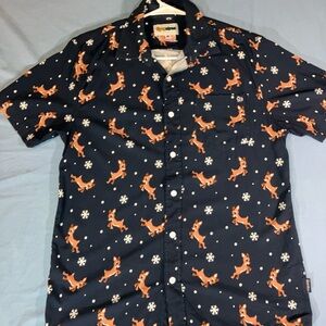 Tipsy Elves Dark Blue Reindeer Print Shirt